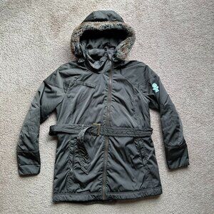 Athleta Jacket Womens Medium Full Zip Hooded Softshell Light Green Pockets